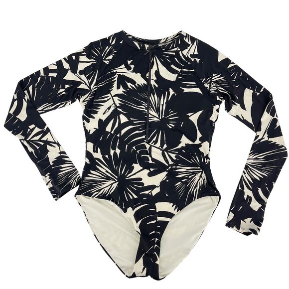 Trina Turk Lennox One Piece Swimsuit Long Sleeve Zip Rash Guard Paddle Suit XL - Picture 3 of 12